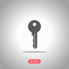 key icon. Icon under spotlight. Gray background