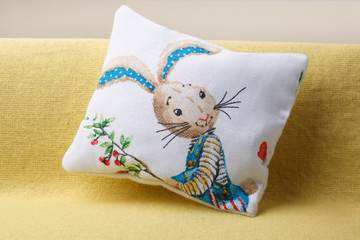 Cushion with easter boy bunny