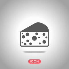 piece of cheese icon. Icon under spotlight. Gray background