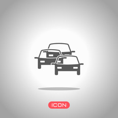 traffic jam icon. Icon under spotlight. Gray background