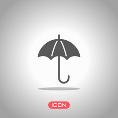umbrella icon. Icon under spotlight. Gray background