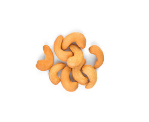 Cashew nuts on white background
