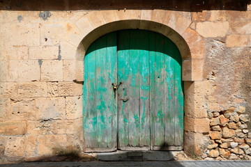 Old antique vintage wooden door, Mallorca, Spain