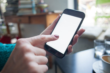 close up of a woman using smartphone