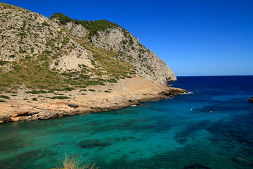 beautiful beach with turquoise sea water, Cala Figuera, Majorca, Spain