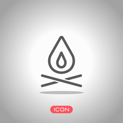 fire flame. simple silhouette. Icon under spotlight. Gray background