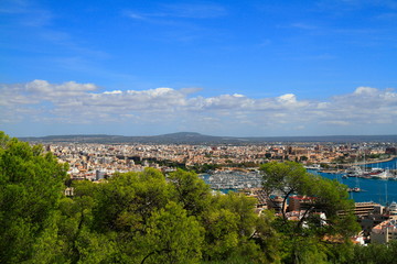 Aerial view of Palma de Mallorca in Majorca, Balearic Islands, Spain