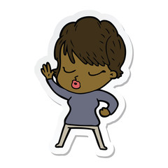 Obraz premium sticker of a cartoon woman with eyes shut