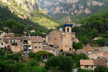 Fototapeta na wymiar Parish Church of Sant Bartomeu in Valldemossa, Mallorca, Balearic Islands, Spain