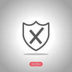 protection broken. simple icon. Icon under spotlight. Gray background