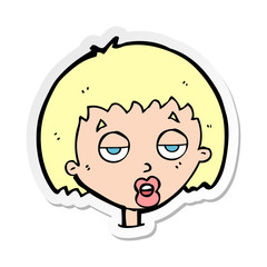 sticker of a cartoon bored woman