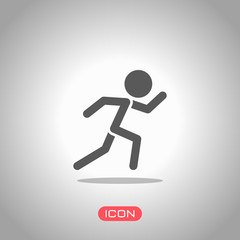 Fototapeta na wymiar running man. simple icon. Icon under spotlight. Gray background