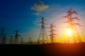 Fototapeta premium The power supply facilities of contour in the evening