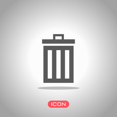 trash bin. simple icon. Icon under spotlight. Gray background
