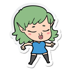 sticker of a pretty cartoon elf girl