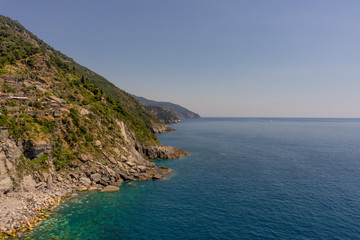 Italy, Cinque Terre, Vernazza, Vernazza, SCENIC VIEW OF SEA AGAINST CLEAR SKY