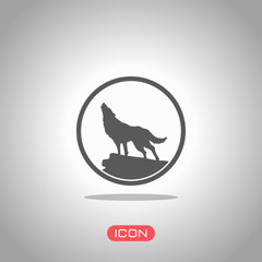 wolf. simple icon. Icon under spotlight. Gray background
