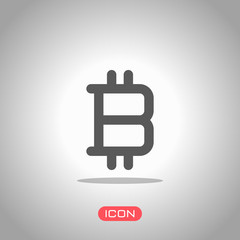 bitcoin symbol, simple icon. Icon under spotlight. Gray background
