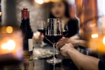 wine on wood bar