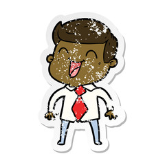 Obraz premium distressed sticker of a cartoon man laughing