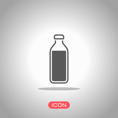 bottle of water, simple icon. Icon under spotlight. Gray background
