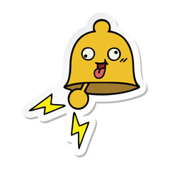 sticker of a cute cartoon ringing bell