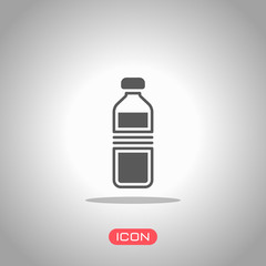 bottle of water, simple icon. Icon under spotlight. Gray background