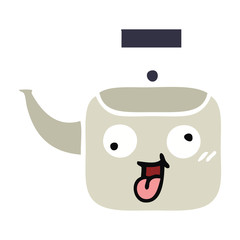 flat color retro cartoon kettle