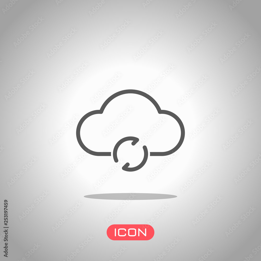 Aufkleber outline update simple cloud icon. linear symbol with thin outline. icon under spotlight. gray backgr