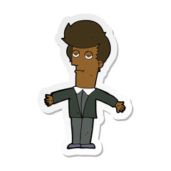 sticker of a cartoon bored man