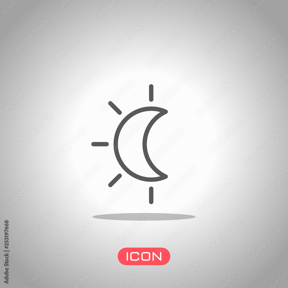 Poster eclipse. simple linear icon with thin outline. icon under spotlight. gray background