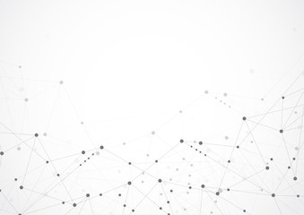 Abstract geometric connecting dots and lines. Connection science and Digital technology background. Molecular structure and communication. Vector illustration