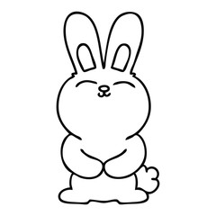 quirky line drawing cartoon rabbit