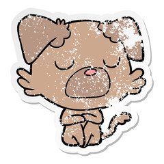 distressed sticker of a cartoon dog