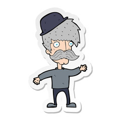 sticker of a cartoon man wearing bowler hat