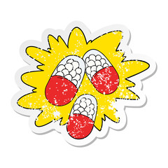 distressed sticker of a cartoon powerful pills