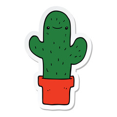 sticker of a cartoon cactus