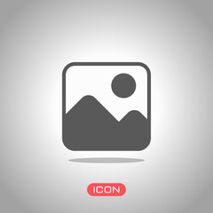 Simple picture icon. Icon under spotlight. Gray background