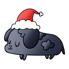christmas gradient cartoon of kawaii dog