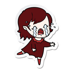 sticker of a cartoon crying vampire girl