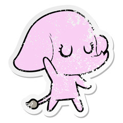 distressed sticker of a cute cartoon elephant