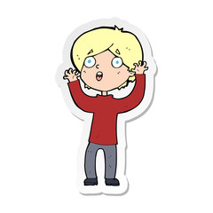 sticker of a cartoon frightened man