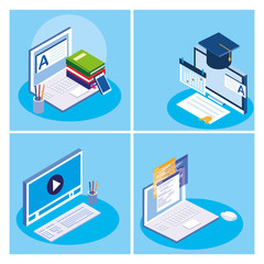 online education set icons