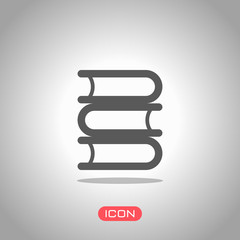 Library, few books. Icon under spotlight. Gray background