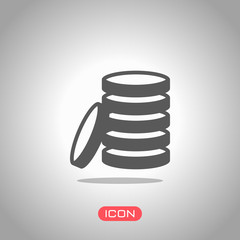 Coin stack icon. Icon under spotlight. Gray background
