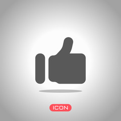Simple like icon. Social symbol. Icon under spotlight. Gray background