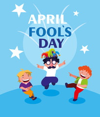 Fototapeta premium happy little boys april fools day card