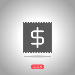Obraz premium Receipt with dollar symbol. Icon under spotlight. Gray background
