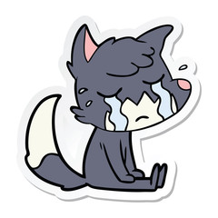 sticker of a crying fox cartoon