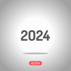2024 number icon. Happy New Year. Icon under spotlight. Gray background